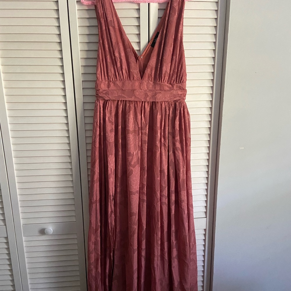 Lulu’s floor length floral embroidered evening gown. Never worn, tag still on.